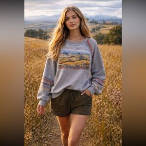 Anthropologie NWT Pilcro Embroidered Pullover Sweatshirt size XL.